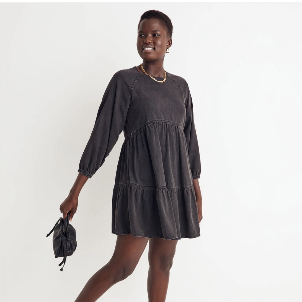 Madewell Denim Raglan-Sleeve Mini Dress in Lunar Wash